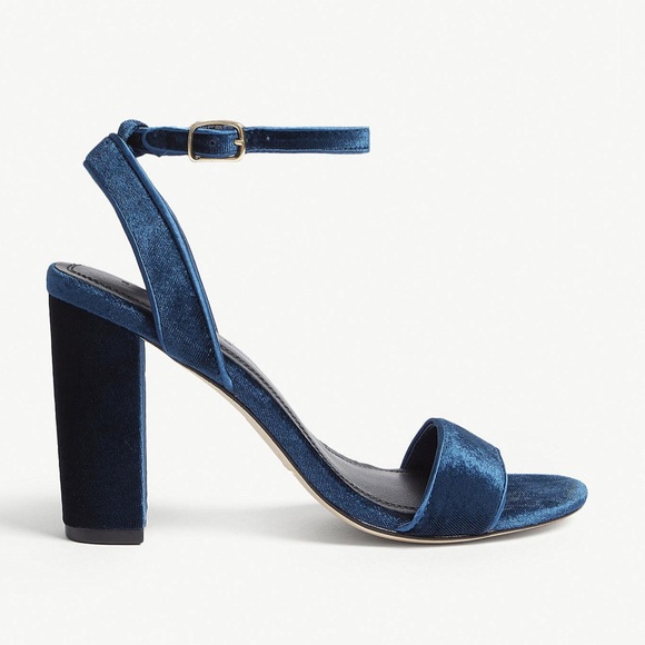 New Sandro Women's Blue Velvet Heeled Sandals size 39 - Picture 2 of 12